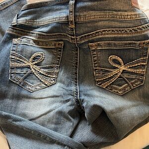 Wallflower Women's Medium Blue Bootcut Jeans with Embroidered Back Pockets